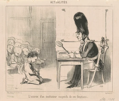 L'intérim d'un instituteur suspen du ... by Honoré Daumier, print, 1850
