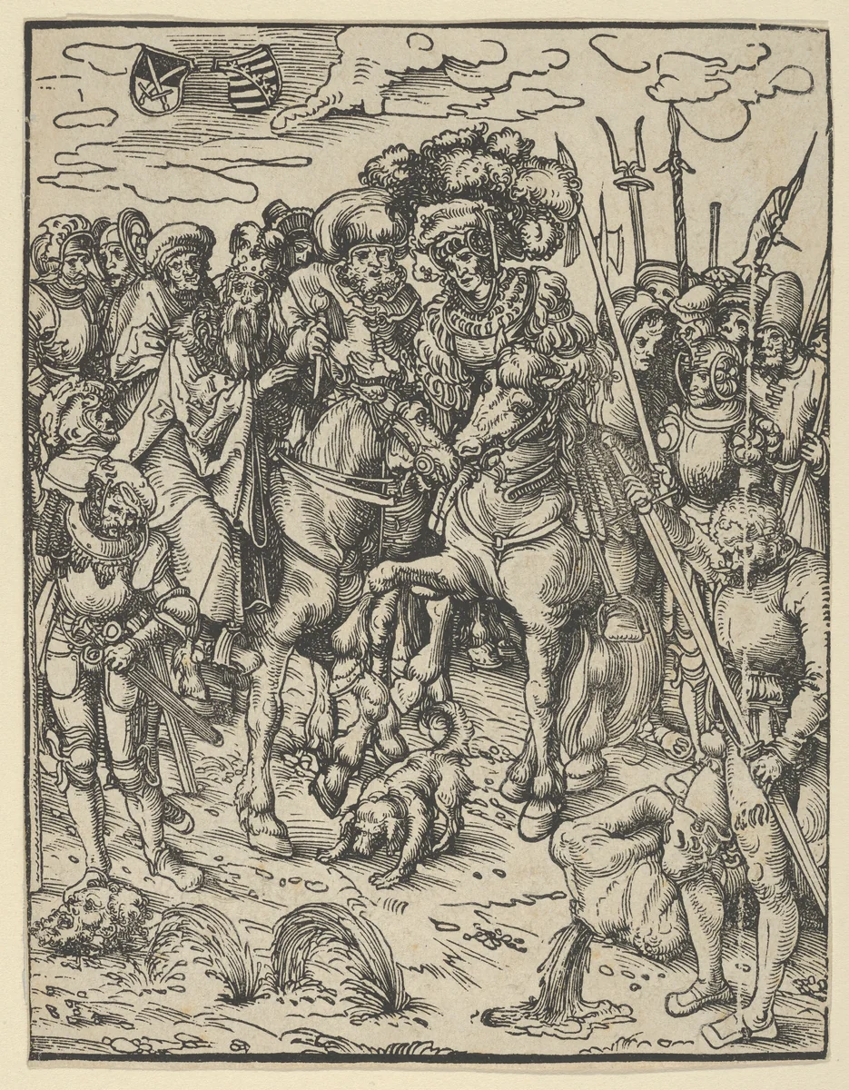 Reverse copy of The Martyrdom of St Paul from The Matyrdom of the Twelve Apostles by Lucas Cranach, print, 1472-1553