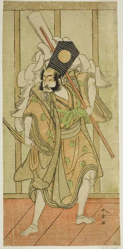 The Actor Arashi Sangoro II as Asahina Saburo in the Play Iro Maki-e Soga no Sakazuki, Performed at the Morita Theater in the First Month, 1773 by Katsukawa Shunsho (勝川 春章), print, 1768-1778