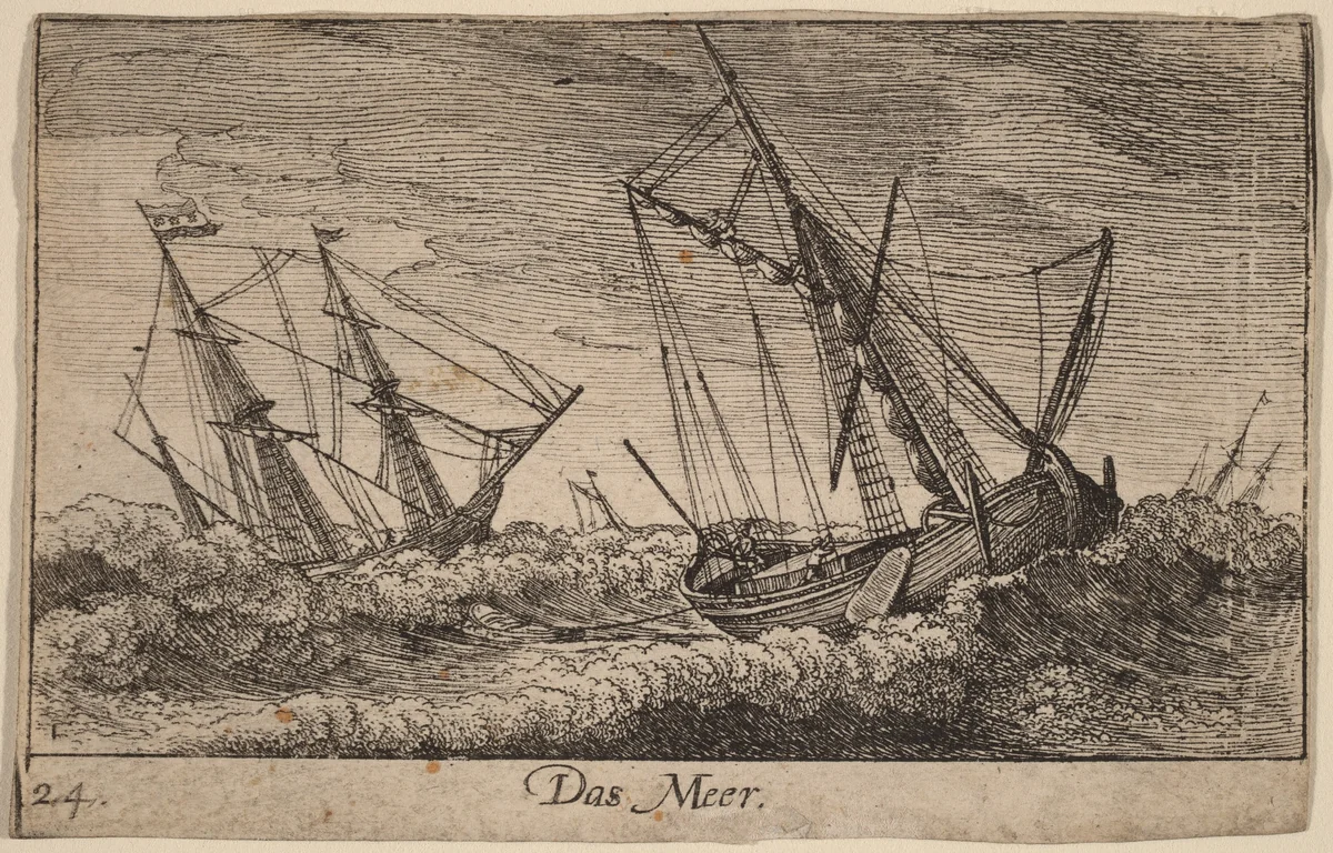Sea Scene by Wenceslaus Hollar, print, 1635