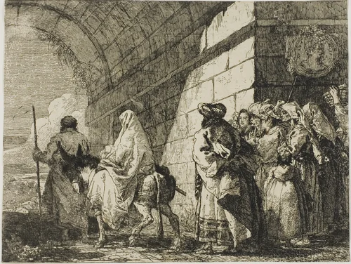 The Holy Family Leaving by a City Gate, plate seven from The Flight into Egypt by Giovanni Domenico Tiepolo, print, 1753