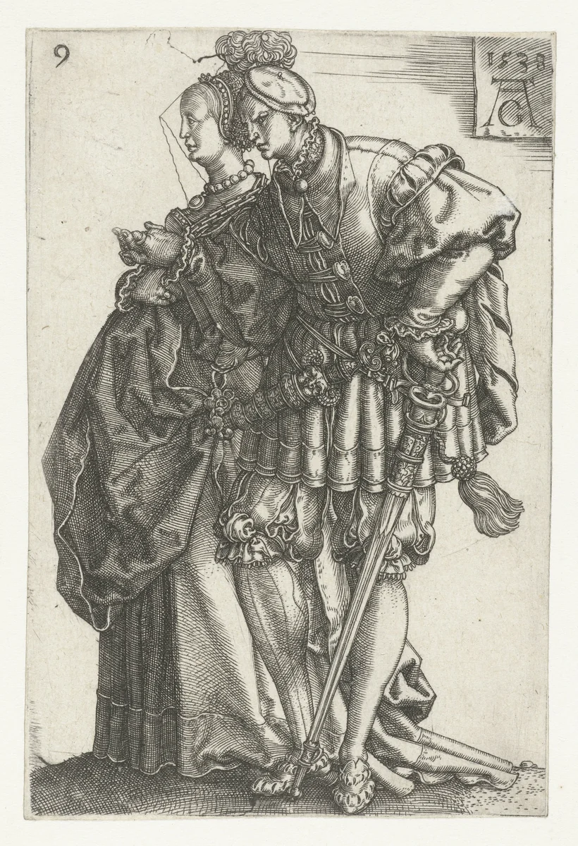 Dansend paar no. 9 by Unknown, print, 1538