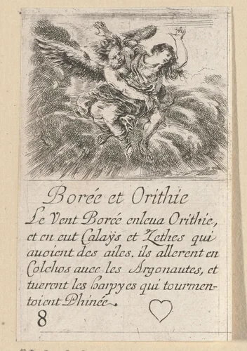 Boreas en Oreithyia by Stefano della Bella, print, 1620-1664