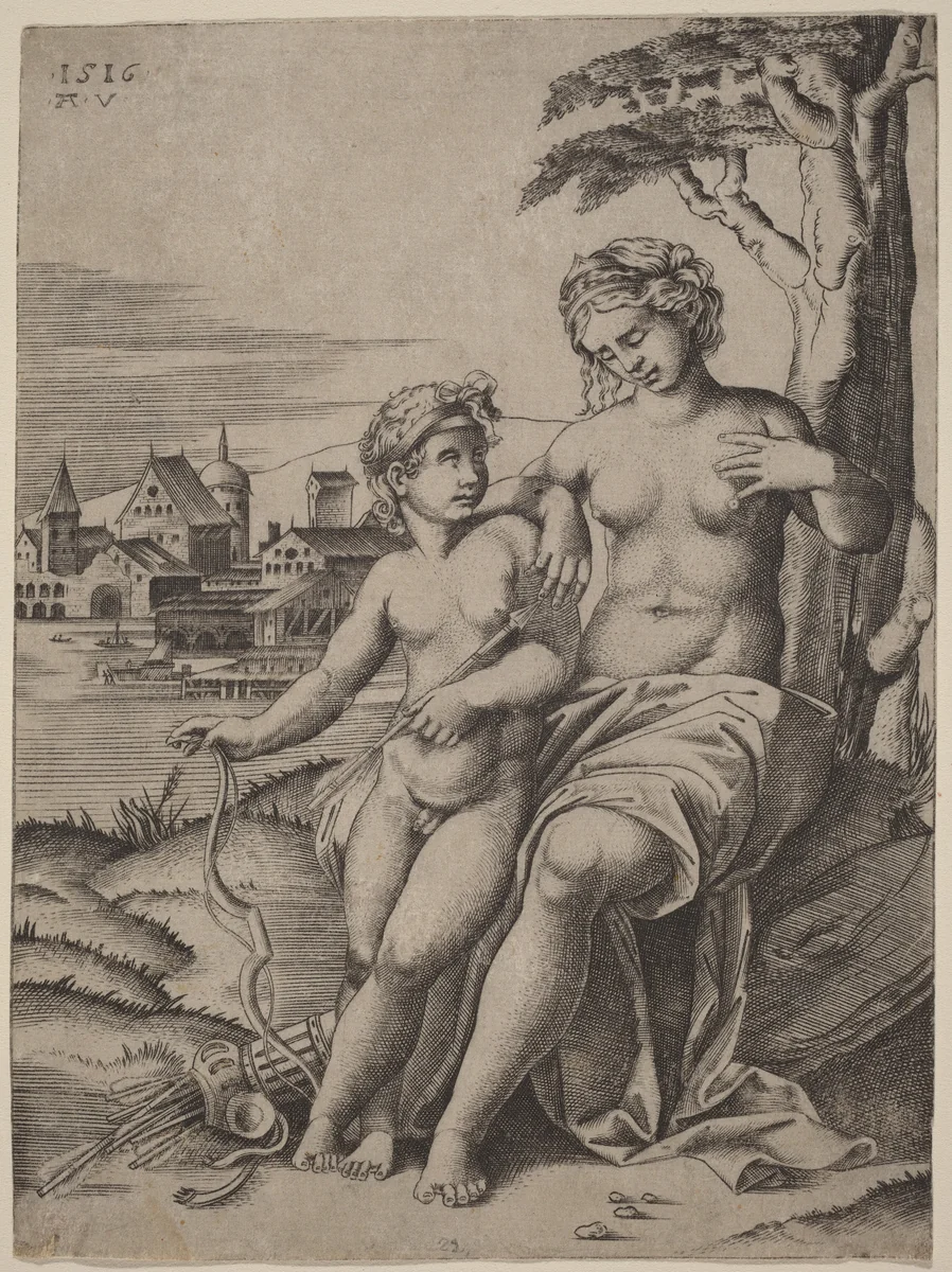 Venus and Cupid by Raphael, print, 1516