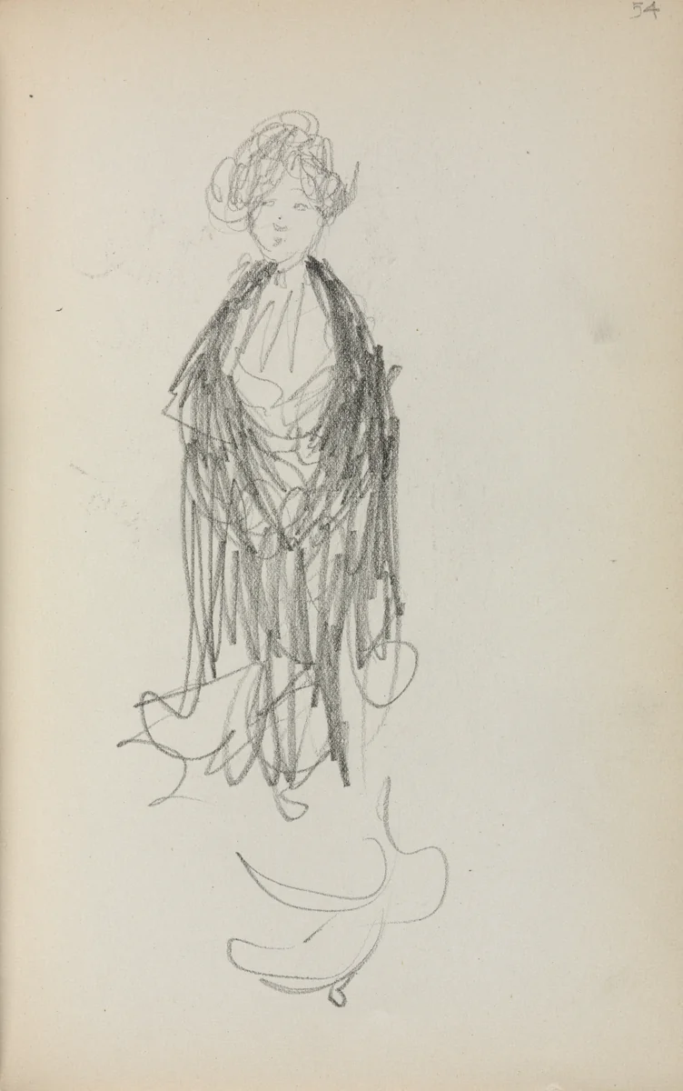 Italian Sketchbook: Standing Woman with Shawl (page 54) by Maurice Prendergast, book, 1898-1899