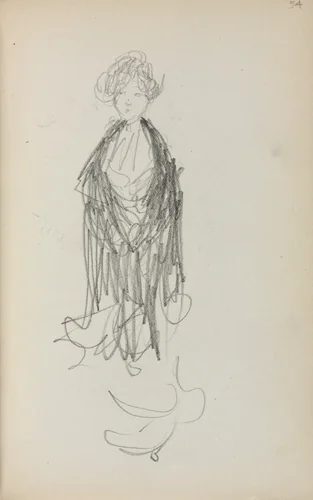 Italian Sketchbook: Standing Woman with Shawl (page 54) by Maurice Prendergast, book, 1898-1899