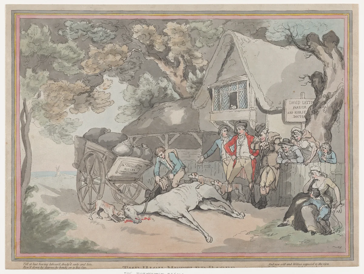 The Cart Horse (from The Life of a Racehourse, or The High-Mettled Racer) by Thomas Rowlandson, print, 1789