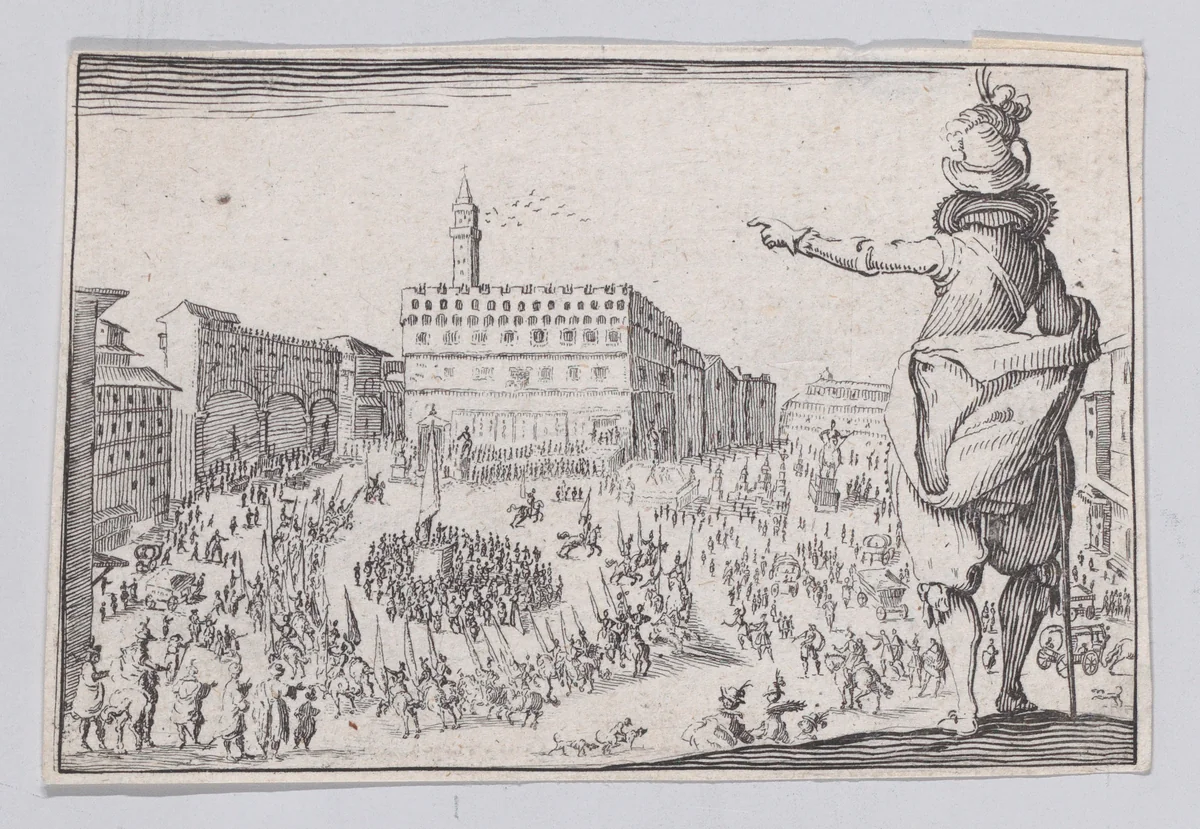 Reverse Copy of Une Fête sur la Place de la Signoria a Florence (A Festival on the Piazza della Signoria in Florence), from "Les Caprices" Series A, The Florence Set by anonymous, print, 1620-1700