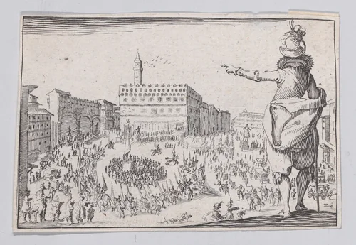 Reverse Copy of Une Fête sur la Place de la Signoria a Florence (A Festival on the Piazza della Signoria in Florence), from "Les Caprices" Series A, The Florence Set by anonymous, print, 1620-1700