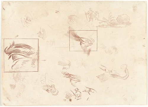 Studieblad met twee oogstudies by Cornelis Ploos van Amstel, print, 1736-1798