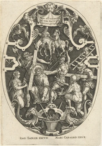 Kruisdraging by Johann Sadeler, print, 1560-1600