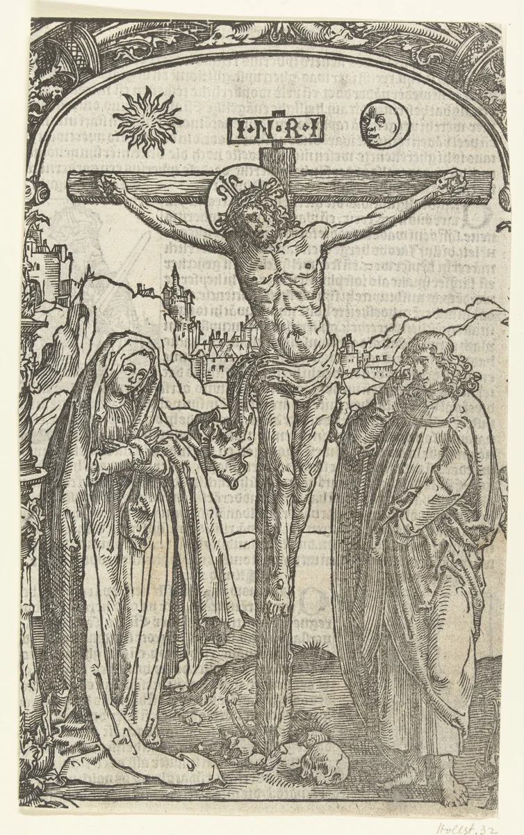 Christus aan het kruis by Unknown, print, 1510-1514