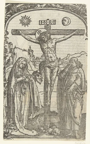 Christus aan het kruis by Unknown, print, 1510-1514