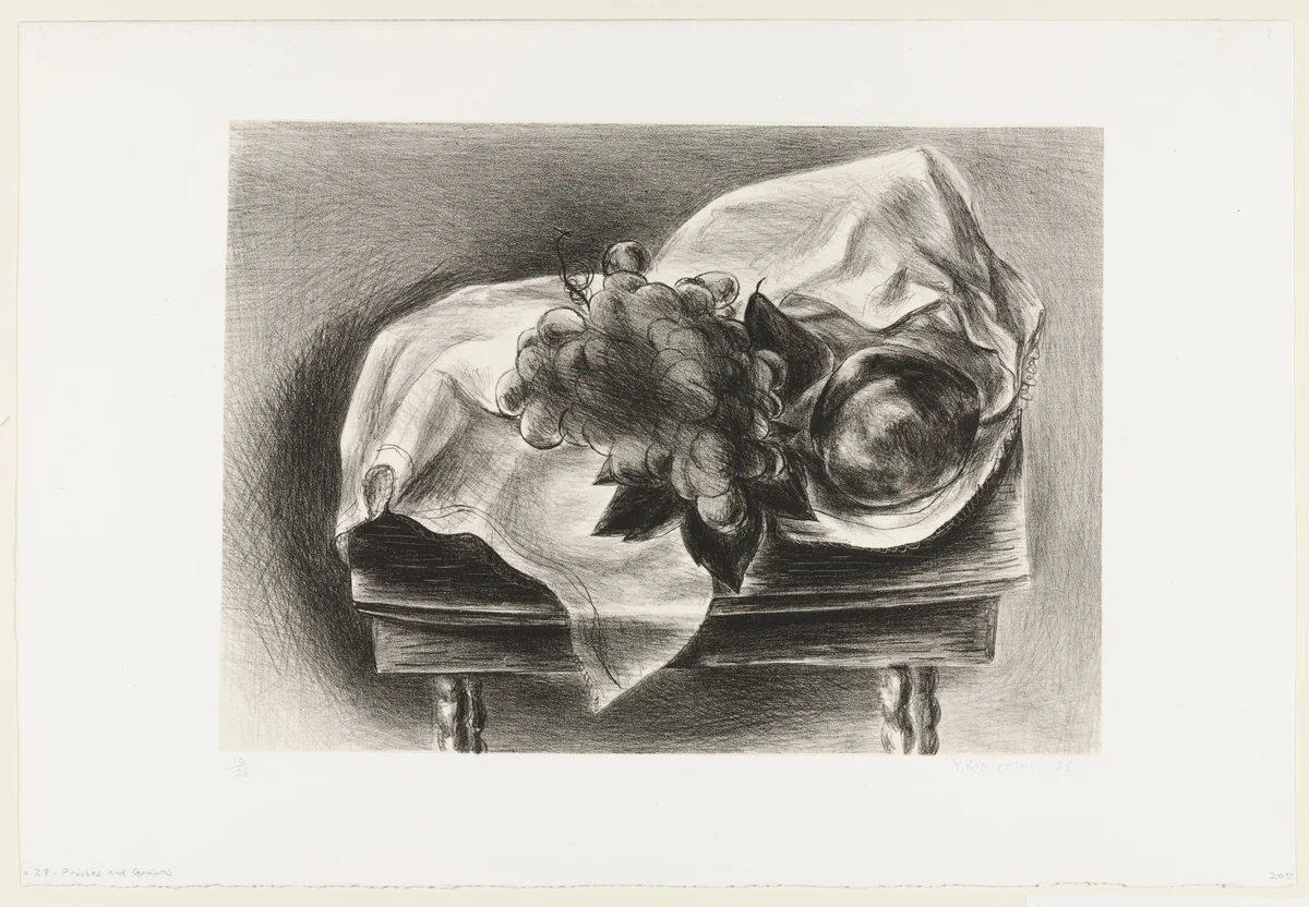 Peach and Grapes by Yasuo Kuniyoshi, print, 1928