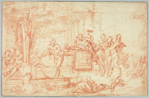 Bacchanal by Claude Gillot, drawing, 1693-1722