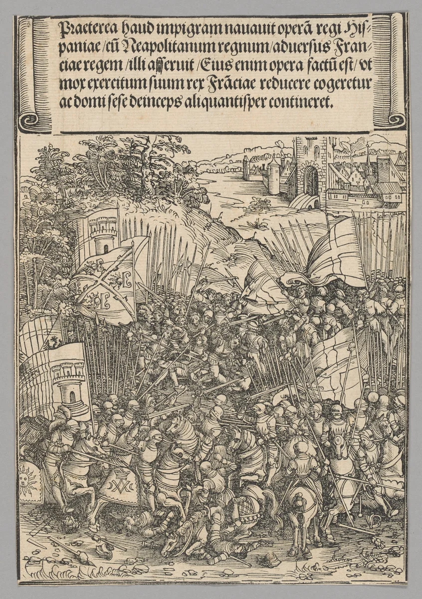 Conquest of Naples, plate 17 from Historical Scenes from the Life of Emperor Maximilian I from the Triumphal Arch by Wolf Traut, print, 1515-1517