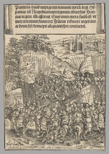 Conquest of Naples, plate 17 from Historical Scenes from the Life of Emperor Maximilian I from the Triumphal Arch by Wolf Traut, print, 1515-1517