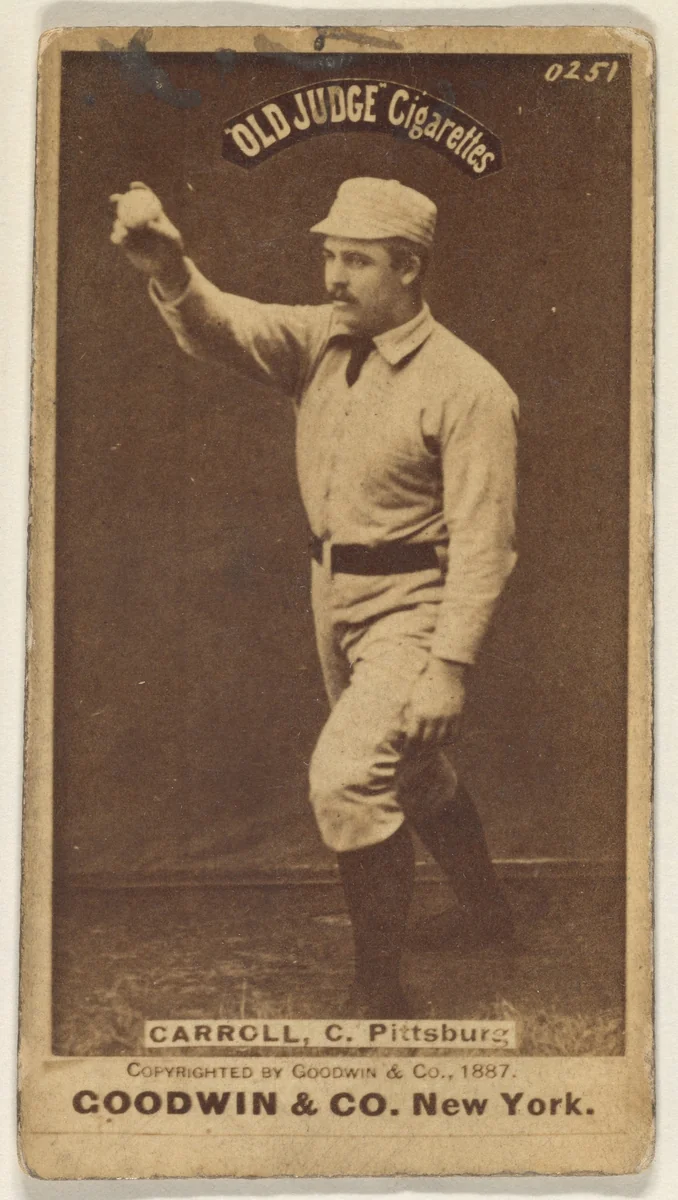 Frederick Herbert "Fred" Carroll, Catcher, Pittsburgh, from the Old Judge series (N172) for Old Judge Cigarettes by Goodwin & Company, photograph, 1887