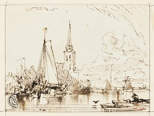 On the Thames by William Leighton Leitch, drawing, 1824-1883
