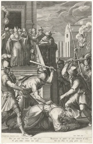 Vastbinden van Christus by Unknown, print, 1589