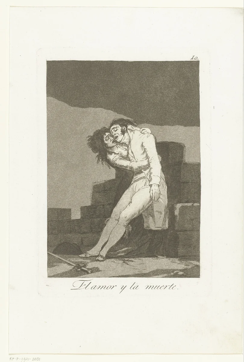 De liefde en de dood by Francisco de Goya, print, 1797-1799