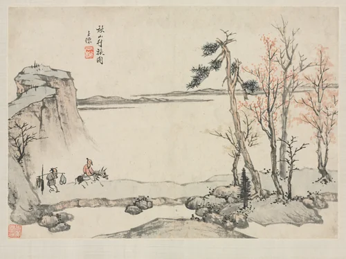 Landscape Album in Various Styles: Traveling in Autumn Mountains by Zha Shibiao, painting, 1684