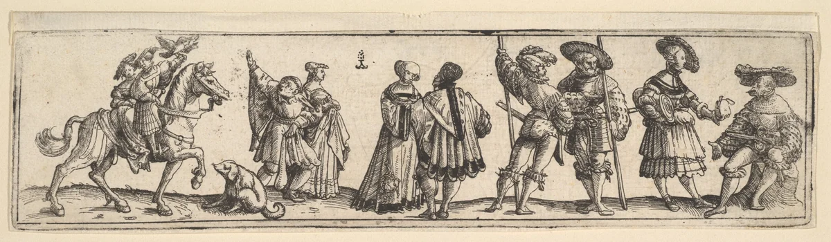 Lansquenets and ladies by Christoph Bockstorffer, print, 1531