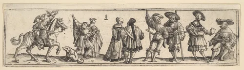 Lansquenets and ladies by Christoph Bockstorffer, print, 1531