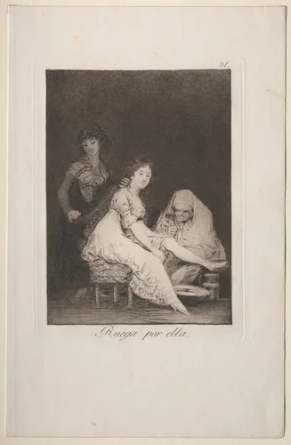 She Prays for Her, Plate 31 by Francisco de Goya, print, 1799