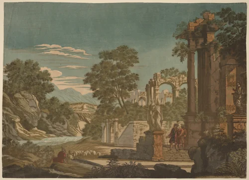 Ulysses and Polyphemus by John Baptist Jackson; Francesco Primaticcio, print, 1701-1780