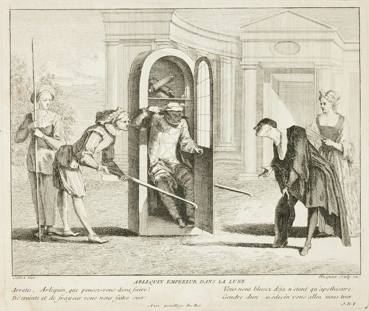 Plate from Livre de Scènes Comiques by Gabriel Huquier, print, 1729-1732