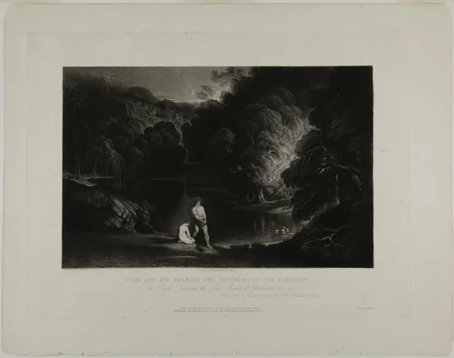 Adam and Eve Hearing the Judgement of the Almighty, from Illustrations of the Bible by John Martin, print, 1831
