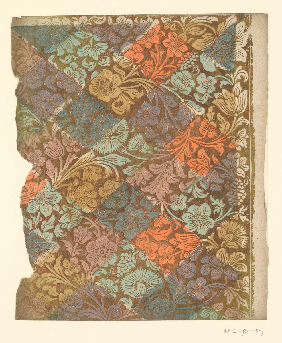 Blad met bloemen met vruchten by anonymous, other, 1700-1850