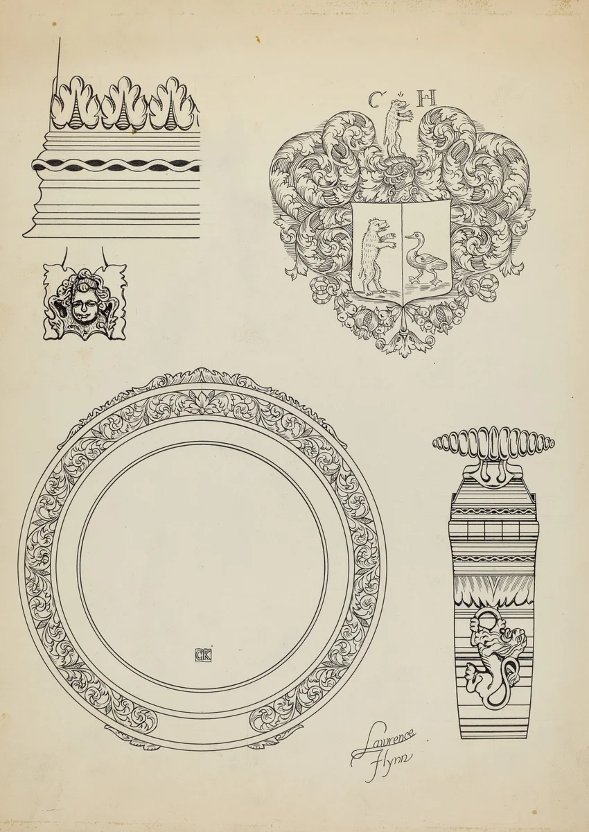 Silver Tankard: Detail by Lawrence Flynn, index of american design, 1936