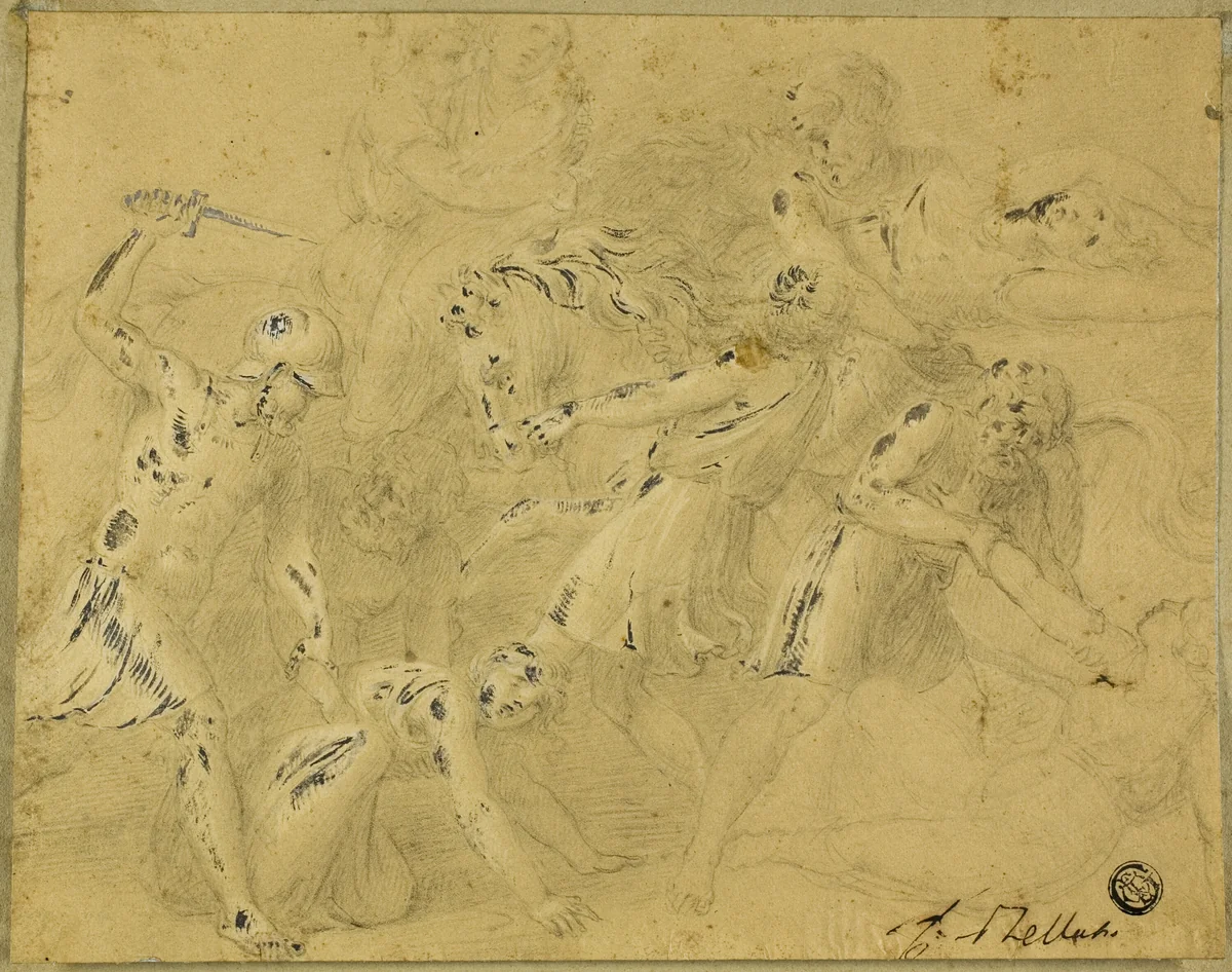 Rape of the Sabines by Unknown Artist, drawing, 1700-1799