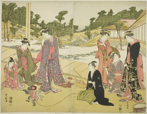 The Young Monkey Showman (Wakashu sarumawashi) by Utagawa Toyokuni I (初代 歌川 豊国), print, 1769-1825