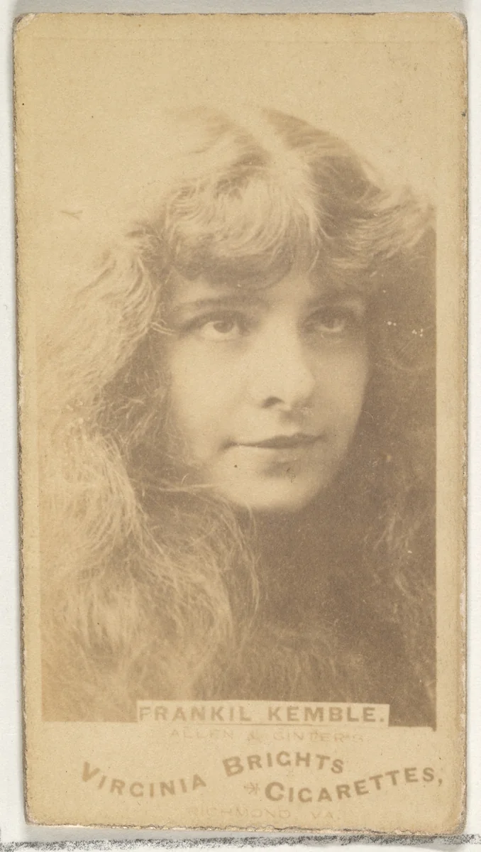 Frankil Kemble, from the Actors and Actresses series (N45, Type 1) for Virginia Brights Cigarettes by Allen & Ginter, photograph, 1885-1891