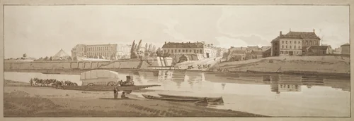 A Selection of Twenty of the Most Picturesque Views in Paris: View of the Palace & Village of Choisi on the Banks of the Seine by Thomas Girtin, print, 1802