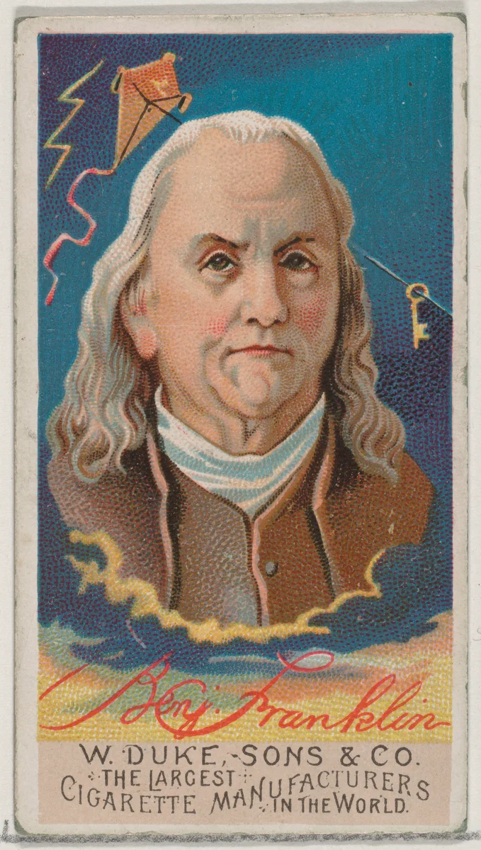 Benjamin Franklin, from the series Great Americans (N76) for Duke brand cigarettes by W. Duke, Sons & Co., print, 1888