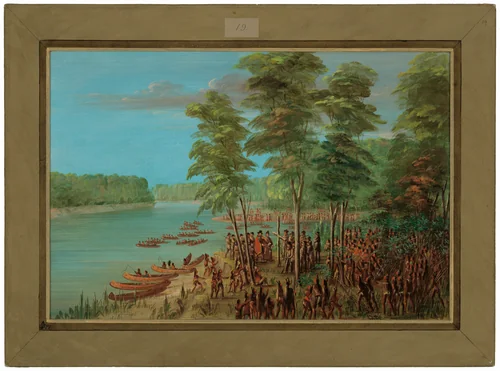 La Salle Taking Possession of the Land at the Mouth of the Arkansas. March 10, 1682 by George Catlin, painting, 1847-1848