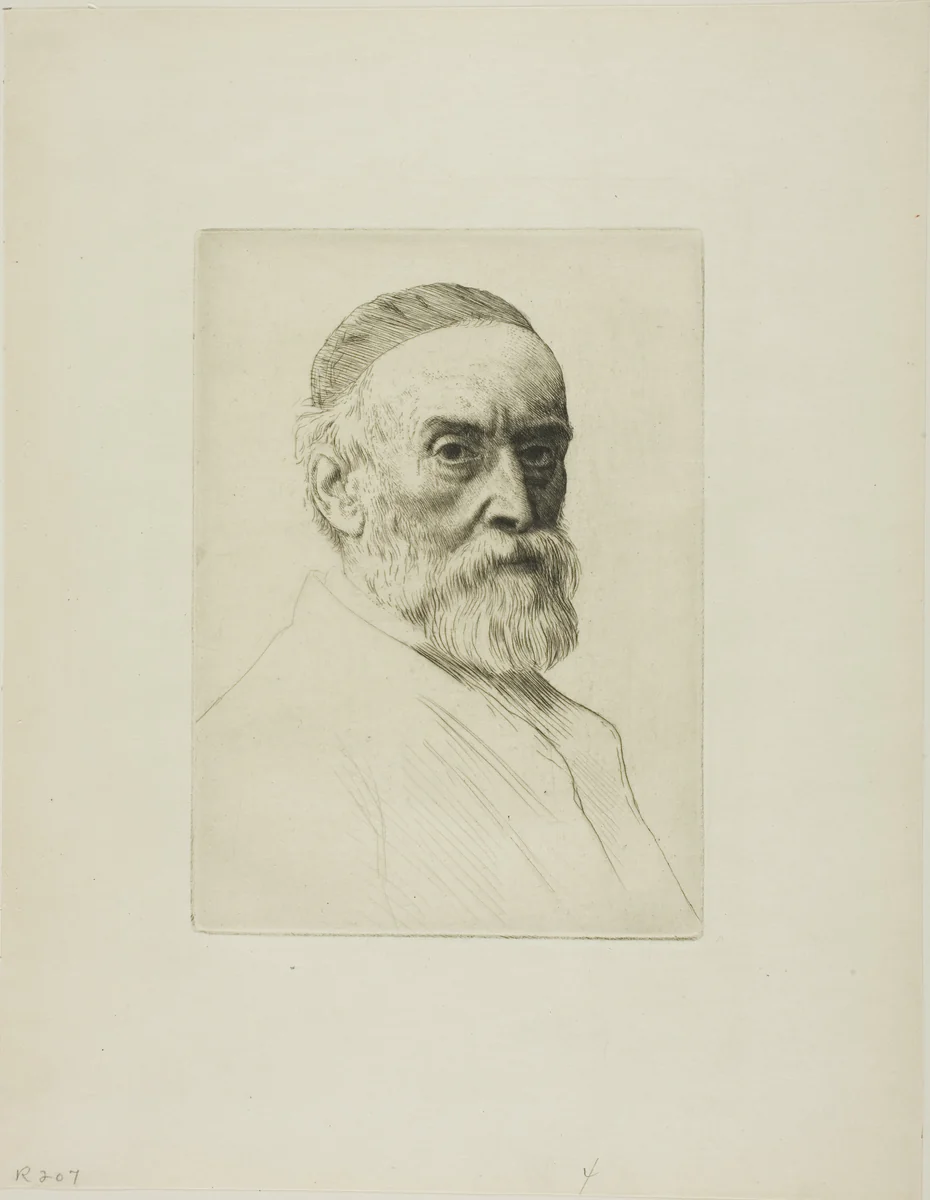 Portrait of G. F. Watts, R.A. by Alphonse Legros, print, 1879