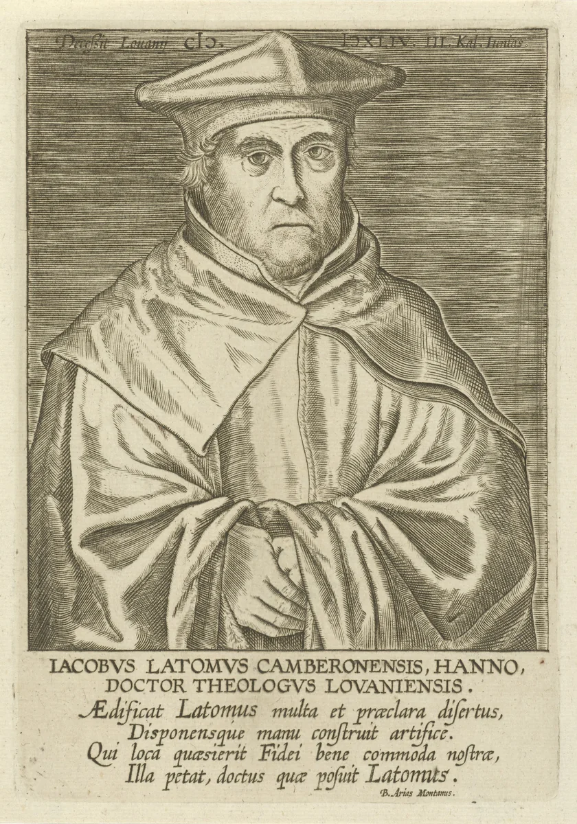 Portret van Jacobus Latomus by Philips Galle, print, 1604-1608