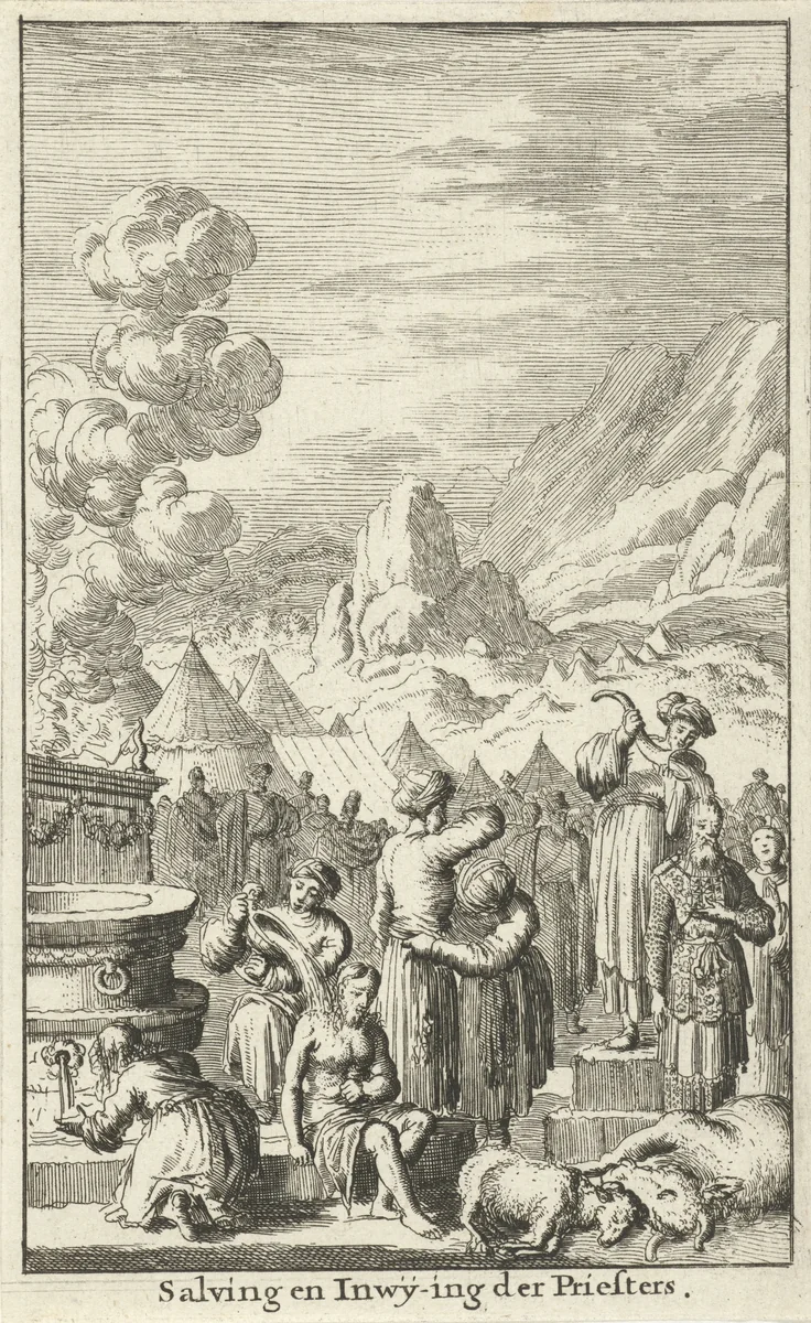 Zalving en inwijding van priesters by Jan Luyken, print, 1682