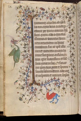 Hours of Charles the Noble, King of Navarre (1361-1425): fol. 19v, Text by Master of the Brussels Initials and Associates, book, 1400-1410