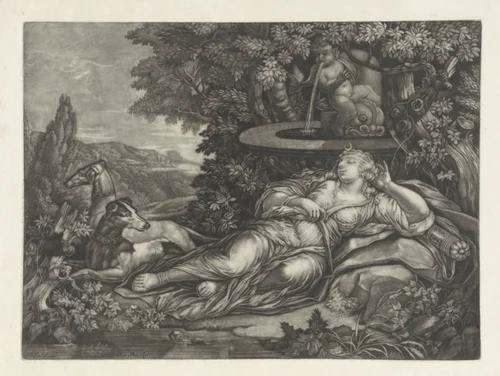 Slapende Diana by anonymous, print, 1662-1726