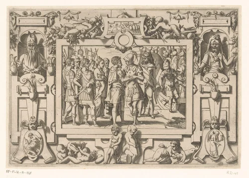 Aietes en Medea ontvangen de Argonauten op Colchis by Unknown, print, 1563