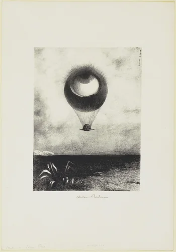 The Eye like a Strange Balloon Mounts toward Infinity (L'Œil, comme un ballon bizarre se dirige vers l'infini) by Odilon Redon, print, 1882