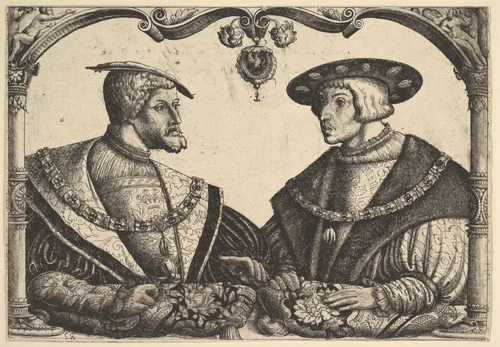 Emperors Charles V and Ferdinand I by Christoph Bockstorffer, print, 1526-1536