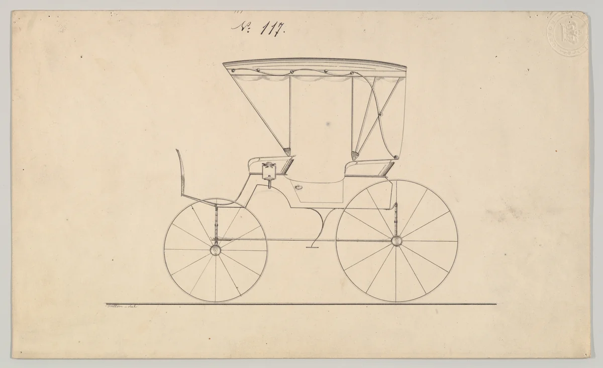 Extension Top Phaeton #117 by Brewster & Co., drawing, 1860-1870