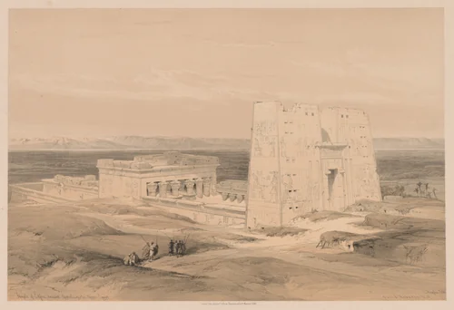 Egypt and Nubia: Volume I - No. 34, Temple of Edfou. Ancient Appolinopolis, Upper Egypt by Louis Haghe, print, 1838